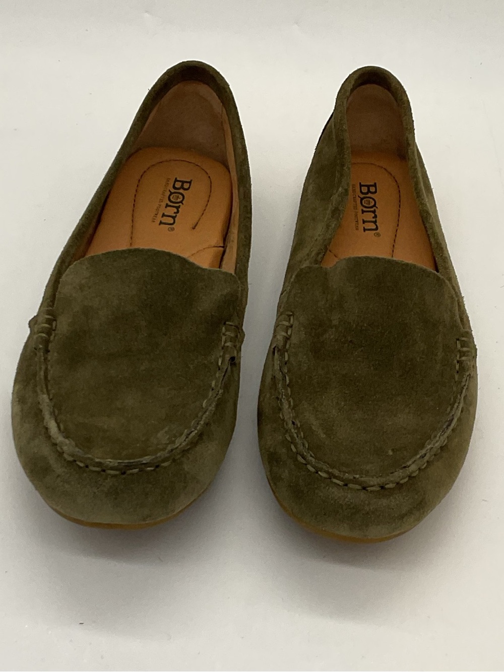 Born Olive Green Suede Slip-On Loafers